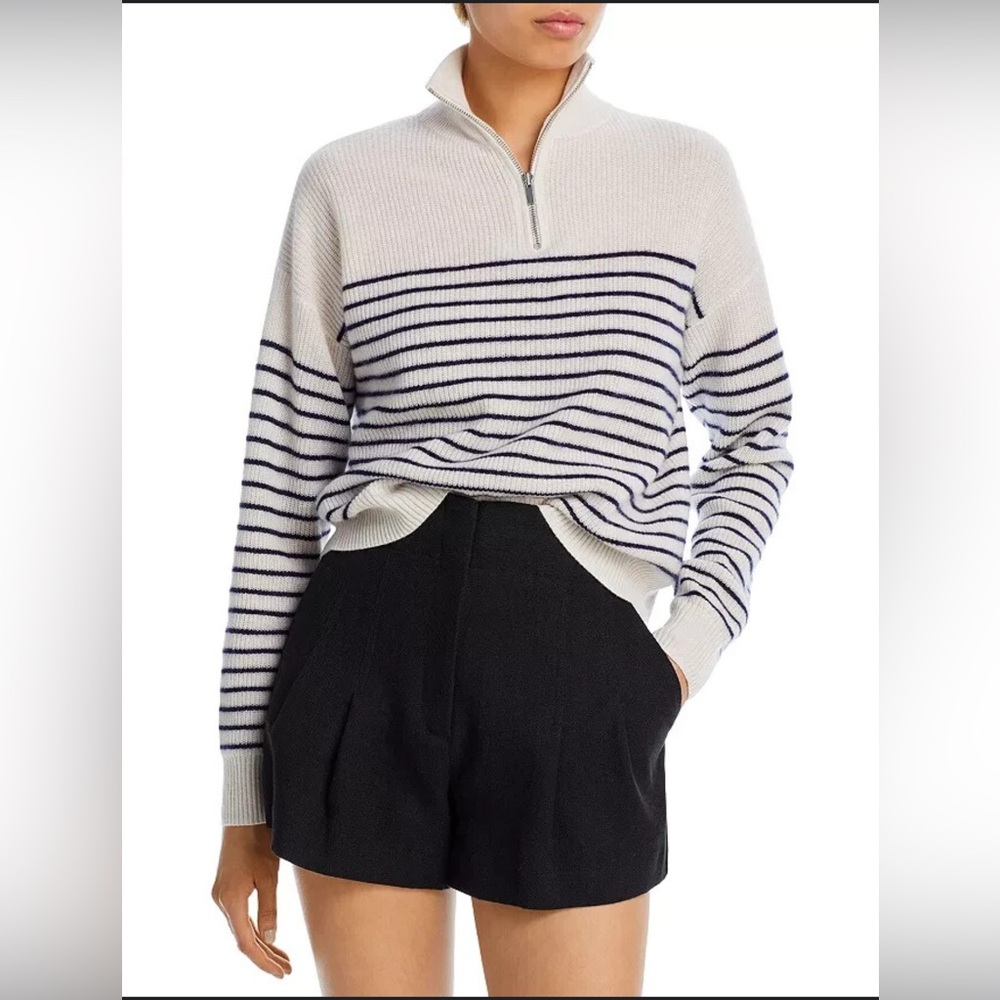 Aqua Cream and Black Striped Sweater